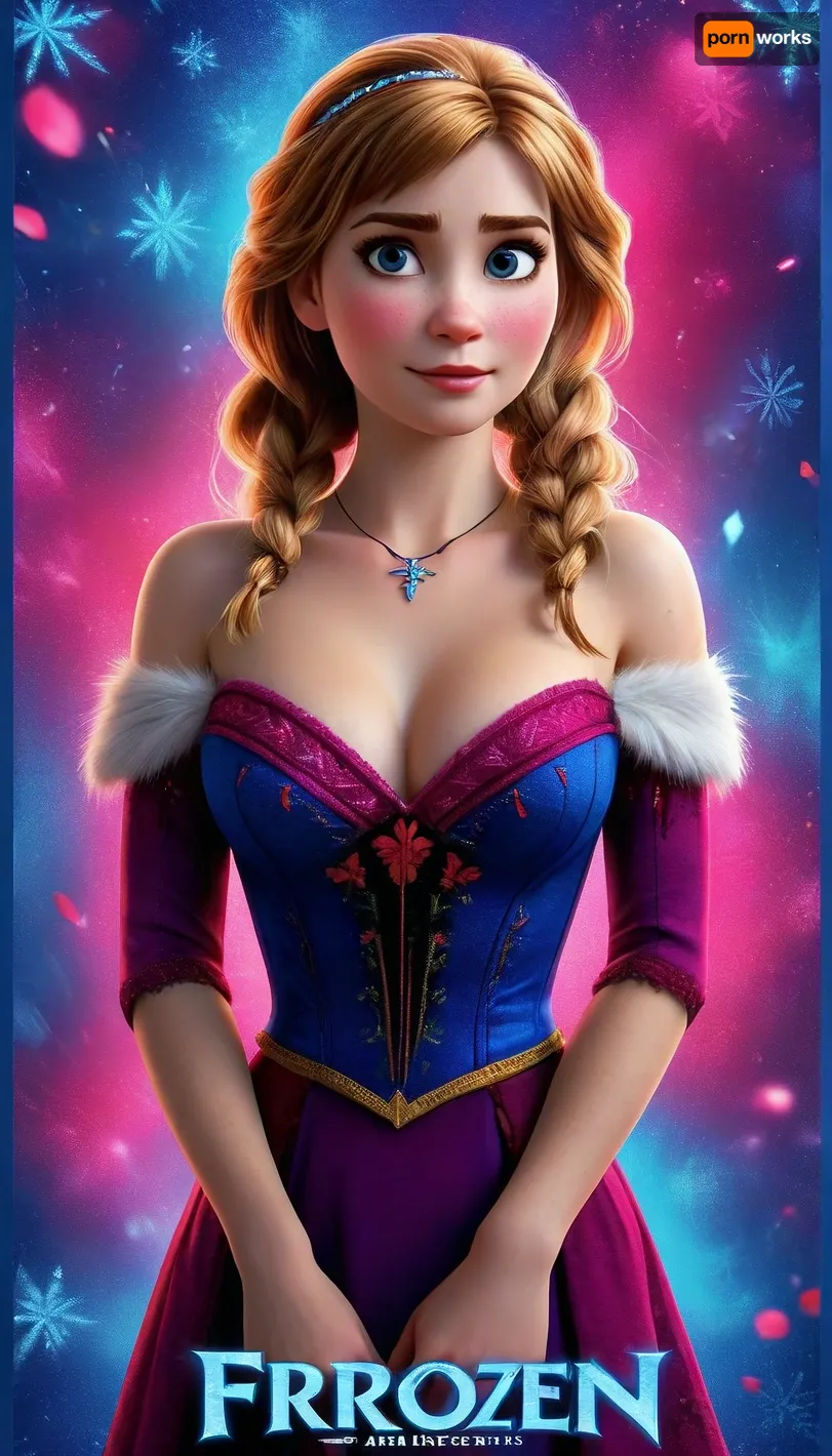 ((Movie poster for a 2020s movie version of the movie Anna from Frozen, sexy, cleavage, great hair, sexy legs, small breasts)), Movie, Poster, page, <lora:MJ52:.6>, <lora:Movie Poster:.8>