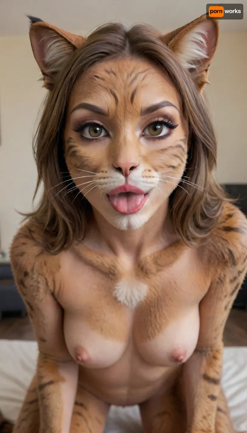 A beautiful 35 year old woman giving a blowjob dressed up in a very realistic looking skin tight brown furry calico cat costume with fur and whiskers Face paint, (furry skin), (small saggy tits), Full body view, feline_hybrid, furry, bl0j0, girl, blowjob, pov, penis, <lora:Realistic_Feline_Hybrids:.5>, <lora:bl0j0:.5>