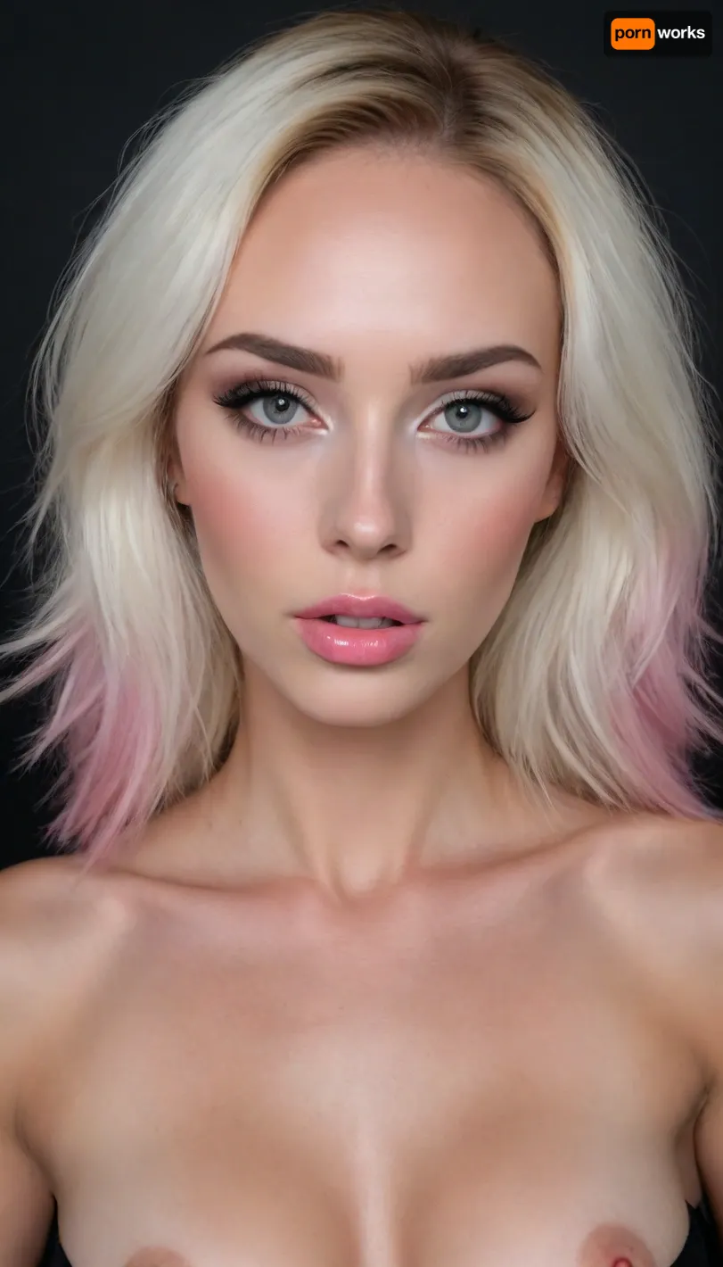 great masterpiece, highes possible quality, maximal possible resolution, 4k, (the highest possible natural:1.99), perfect rendering of requested parameters of the picture, (wild sexy erotic model:1.3), (maximal sexy face:1.9), 36 y.o., (symmetrical face:1.9), (fully closed mouth:1.9), ultimate nude, (waist view:1.9), epic natural detailed skin on the nose, epic natural under-eye skin, (shading more darkness:1.9), epic natural pattern of lips, her perfect breasts is visible, shows her tits, slim body, eyes on the same line, epic realistic pattern of the lips, epic natural all patterns, epic natural skin of the body, maximum epic natural rendering to detail, epic natural texture of skin, (epic photorealistic white light:1.9), (epic photorealistic deep darker shadow:1.99), (tonused tits:1.9), (large silicone tits:1.99), (epic photorealistic sharp light:.01), gray eyes, (she is platinum blonde with pale-pink hair:1.5), (maximal sexy facial features:1.8), (straight form of upper lip:1.3), beautiful straight nose, (straight and wide upper lip:1.8), (accurate tip of the nose:1.6), (fully closed lips:1.3), the highest possible clarity, the greatest possible rendering of the smallest details, sexy slim tonus body, proportional face, pale skin, (the most beautiful girl in the world:1.999), focused on her chin, (background blur:1.5), (epic natural facial skin:1.9), (epic natural high quality detailed and symmetrical eye whites and irises and eyelids and eyelashes and lips and eyebrows and all facial proportions and nose and pupils:1.9), (epic natural and symmetrical nipples and cheek and cheekbones:1.9), (epic natural forehead and hairline and lipline and nipples skin and hair roots:1.9), epic natural reflections in her eyes, (epic photorealistic lighting in room:1.9), light source to her left, (absolutely dark room:1.9), (long pale pink hair:1.6), sexy evening makeup, (lean cheeks:1.3), fitness girl, (epic natural clear lip contour:1.99), (the shadow is too mach hard:1.9), (shadow are too mach deeper:1.9), lustful look, night room photography, (epic photorealistic sharp shadow:1.99), (epic photorealistic light reflection:.01), (solid black background:1.99), (epic natural nasolabial angle and nasofrontal angle and mandibular angles:1.9), (epic natural all skin irregularities on the face:1.9), fake tits, (epic natural realistic trabekules and pupils:1.9)