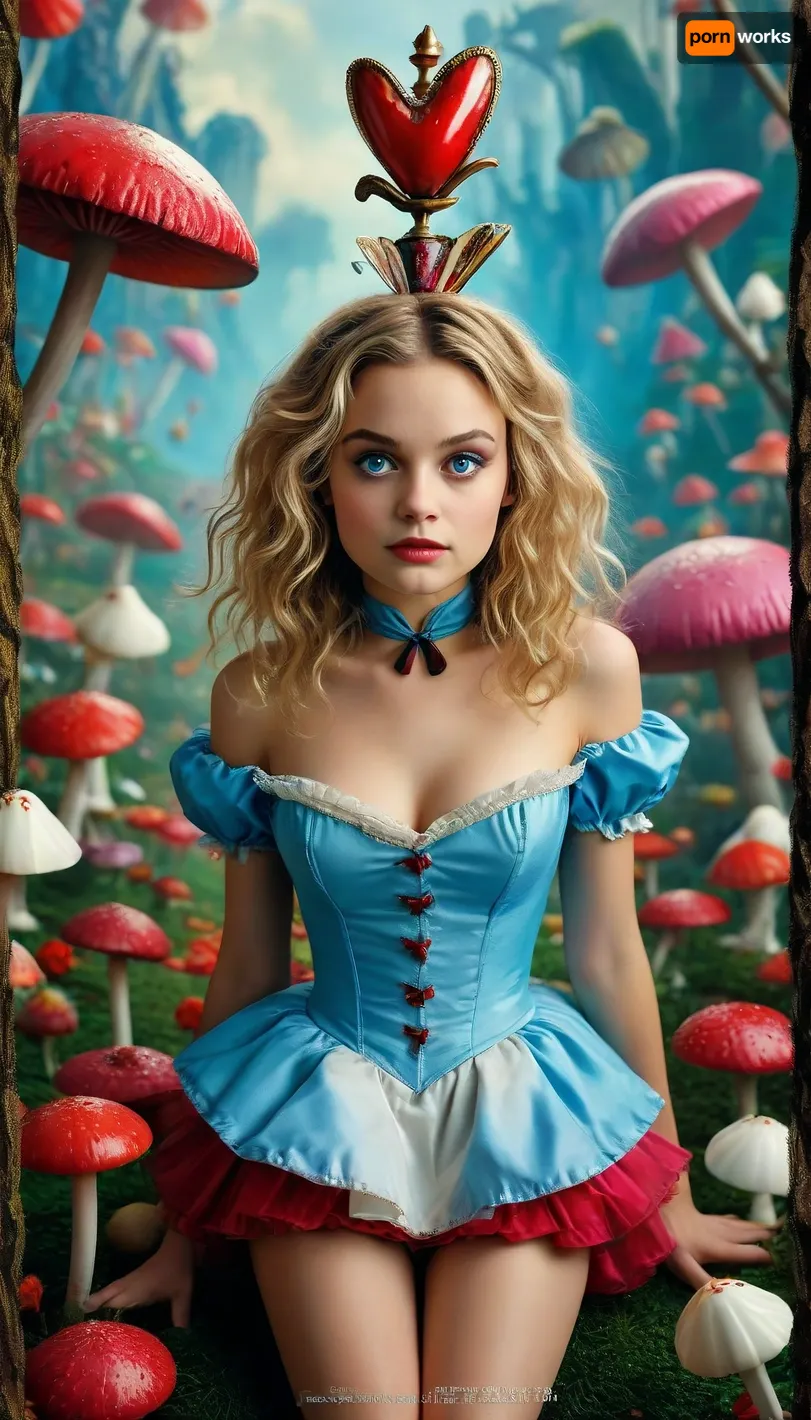 ((Movie poster for a 2020s movie version of the movie Alice in Wonderland, sexy, great hair, sexy legs, small breasts)), Movie, Poster, page, <lora:MJ52:.6>, <lora:Movie Poster:.8>