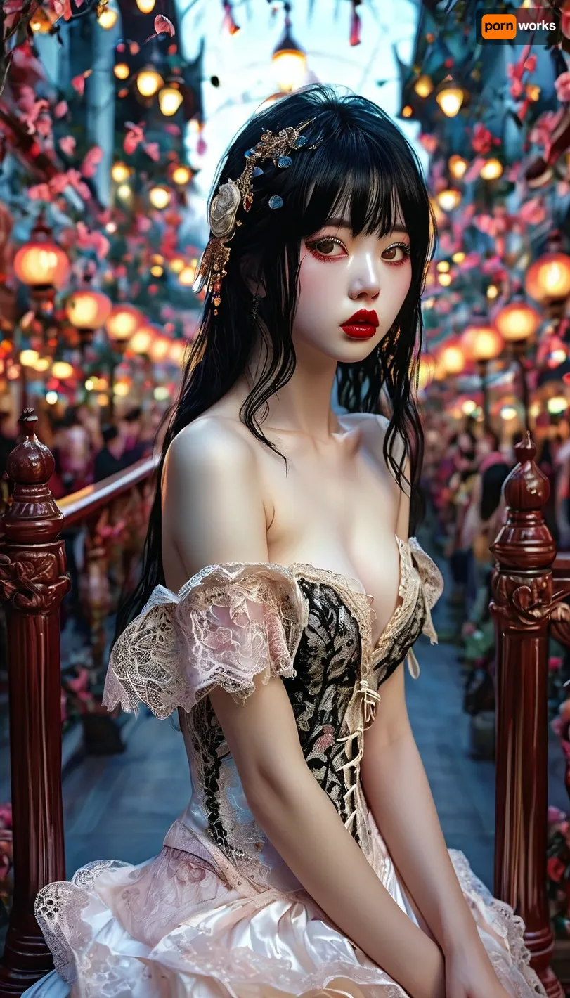 gothic, goth, (asian), pale skin, dark black eyes, black hair, bangs hair, black eyeliner, (black lipstick), white skin, perfect eyes, small eyes, detailed eyes, small nose, good anatomy, ultra detailed, high resolution, fake breasts, slut face, whore, (ahegao:1), sexy posing, (illustration:1), (hand drawn:1), (anime:1), <lora:MJ52:1>, <lora:EnvyZoomSliderXL01:-1>, <lora:detailed_notrigger:1>