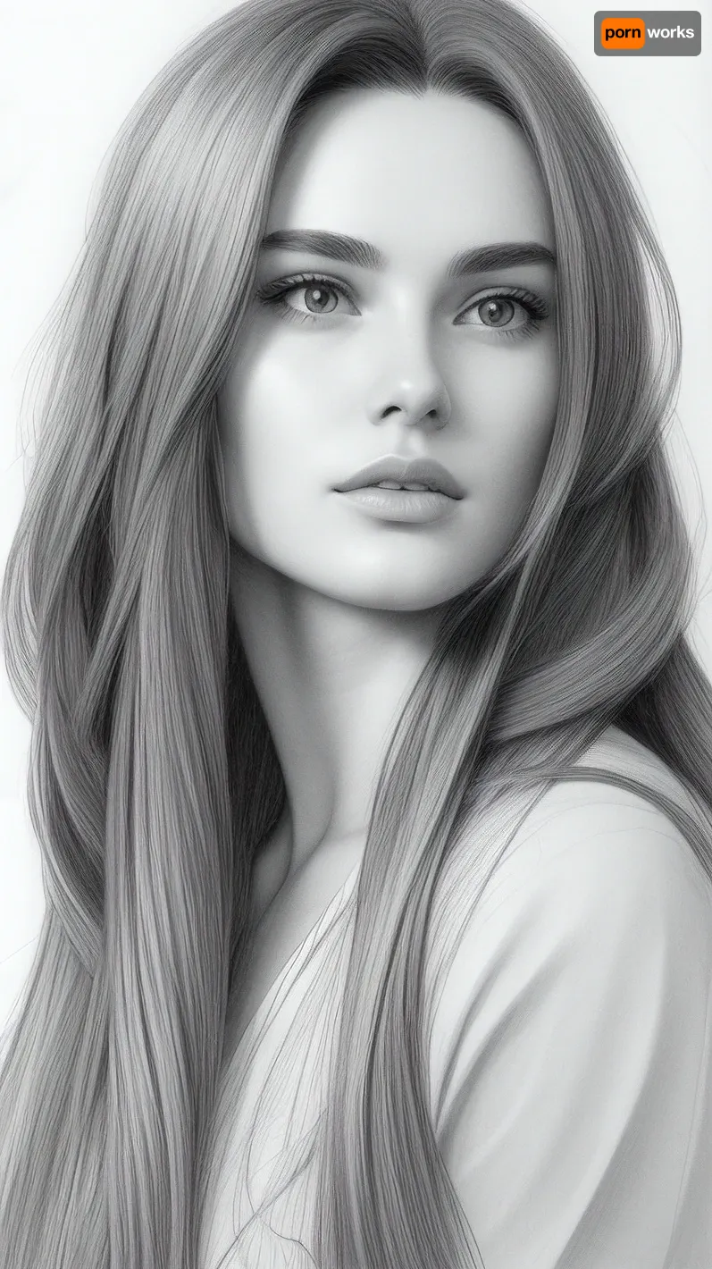 Random Face with very long hair Sketch