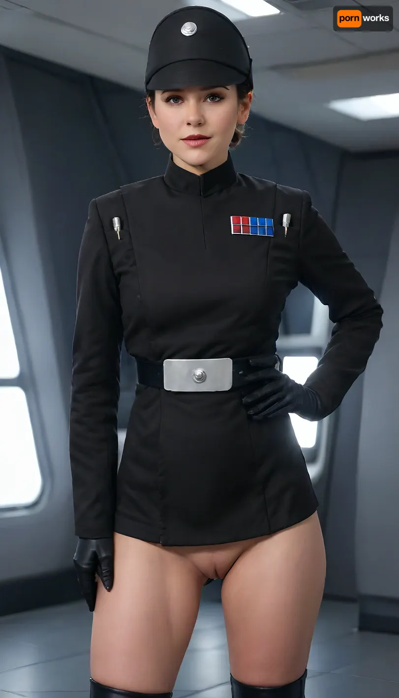 35 years old milf lady, Very attractive, short slicked hairstyle, Imperial, officer, wearing, a, (black), uniform with imperial officer hat, short tunic that makes her genitals visible, nude genitals, ((no pants on)), ((naked visible genitals)), dark spaceship background, skirtlift, <lora:Imperial Officer:.8>, <lora:skirtlift_xl:.3> 35 years old milf lady, Very attractive, short slicked hairstyle, Imperial, officer, wearing, a, (black), uniform with imperial officer hat, short tunic that makes her genitals visible, nude genitals, ((no pants on)), ((naked visible genitals)), dark spaceship background, skirtlift, <lora:Imperial Officer:.8>, <lora:skirtlift_xl:.3>