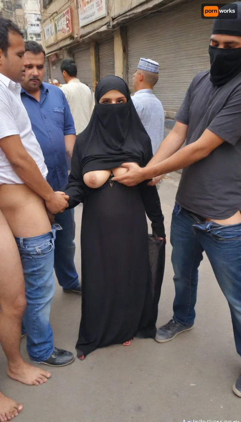 Pakistani, wears niqab, Arab street, forced to sex by many man