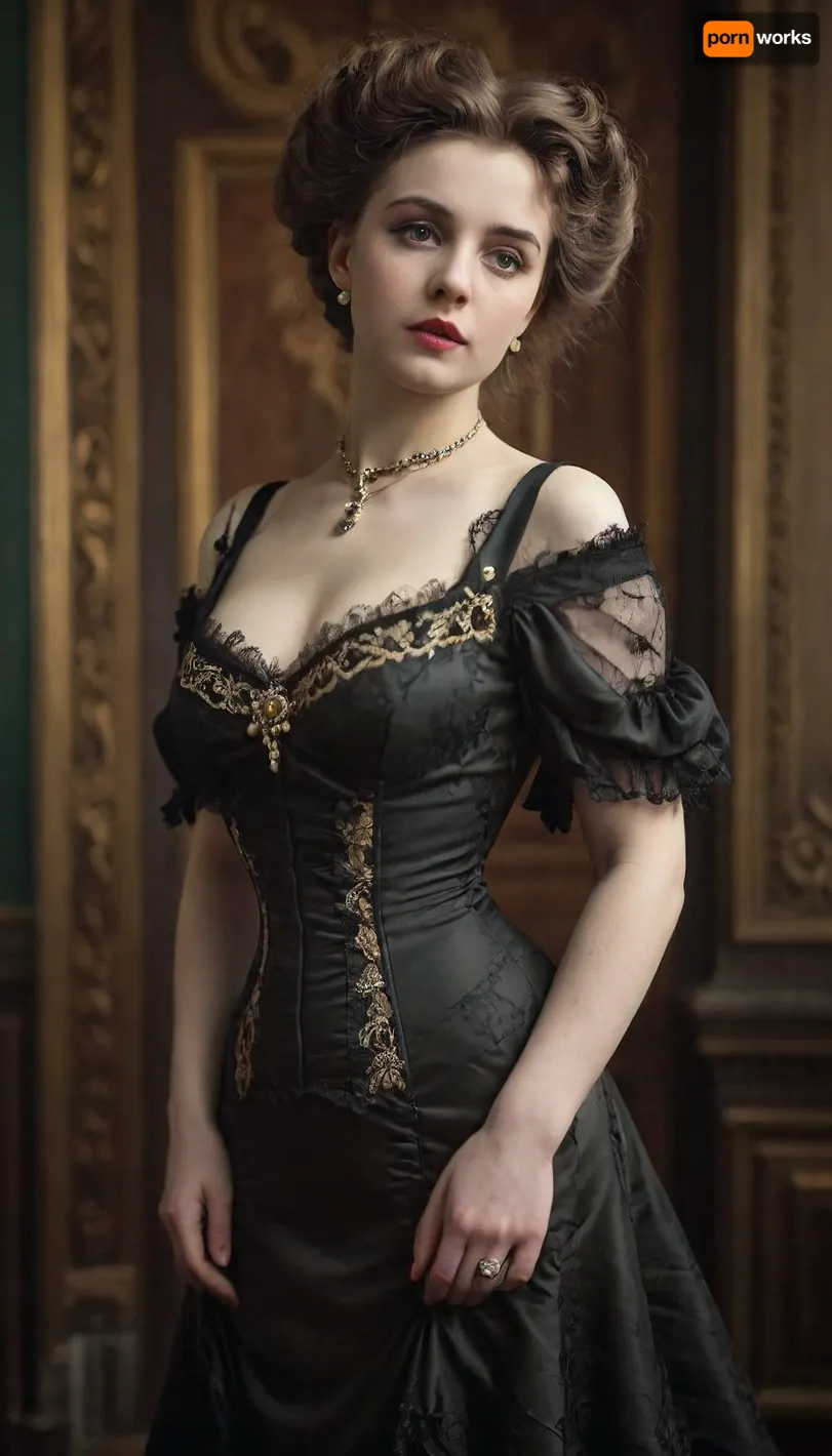 sultry aristocrat model, the! most! beautiful!, pinup, intricate dress, victorianstyle, 1880s, gothic revival style, RAW photo, analogue style, depth of field, photography by Natalia Drepina, <lora:victoriansxl_v1:.6>