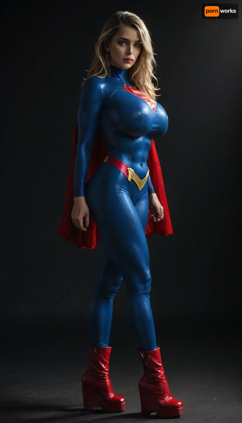 RAW image, Canon EOS R3, DSLR photo, 8k, best quality, (masterpiece:1.1), (realistic, photo-realistic:1.2), ultra high res, ((muscular), (fit and muscular)), (gigantic breasts), backlight, (18 year old woman, blonde, beautiful), ((toned shiny sexy supergirl, full-body catsuit)), (shiny catsuit), (ultra-thin catsuit material), (red platform boots), dark room, black walls, standing, high contrast, <lora:BUT_SDXL_SHS:.6>, <lora:add-detail-xl:.6>, <lora:DetailedEyes_V3:.5>, <lora:dark:.3>, muscle_bimbo, <lora:Muscle_Bimbo_SDXL:.9>