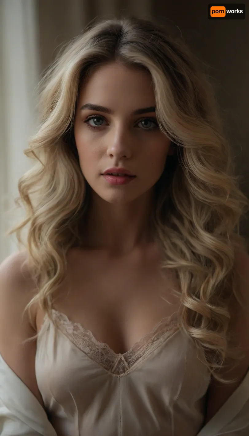 (hyper feminine features, feminine allure, feminine perfection, extreme femininity, seductive expression:1.8), (masterpiece, best quality, 8k, RAW photography, award-winning), (ash blonde hair with dark roots, long hair hanging in loose waves, thick voluminous hair:1.4), (avant-garde snapshot esthetic, romantic intimacy, medium full shot, sharp focus, focus on eyes:1.6), (artist's loft, large industrial windows, morning sunlight streaming through windows), (wearing a silk chemise, off shoulder, seductive pose), (shallow depth of field, professional color grading, HDR, uncompressed, RAW photograph:1.4), (natural skin texture, realistic skin details, subtle vellus hairs:1.2), (intricately detailed hair, natural hair texture:1.2), (expressive eyes, limbal ring, detailed iris texture, realistic eye texture:1.2), ziprealism