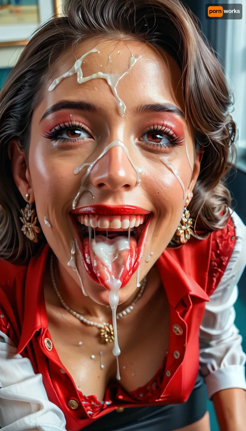 ((((28 yo cum covered spanish brunette in a red satin blouse, elegant mature look, pleasing, close up.)))), ((((sexy secretary wearing a tight buttoned blouse with and tight red pencil skirt)))), ((Very skinny, mouth open tongue out for cum, begging for cum, perfect mouth, perfect teeth, perfect smile, sexy, sensual look, pretty face)), cum all over clothes and model, Professional ultra realistic majestic photography, (Leica M6 Camera), 24mm, exposure blend, hdr, faded, extremely intricate, High, (fantasy art:1.1), Sharp focus, dramatic, soft cinematic light, (detailed pupils), 32k textures, adobe lightroom, photolab, elegant, soothing tones, insane details, hyperdetailed, realcumAI, cohf, face, covered, in, semen, woman, cum, on, cloth, (((lots of cum)))