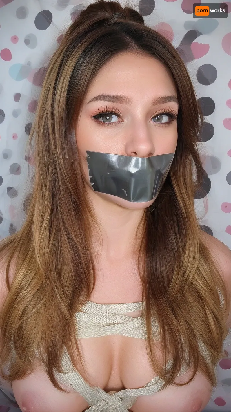 huge tit girl, tape, gag, duct, tied, <lora:TapeGag-v1:.8>