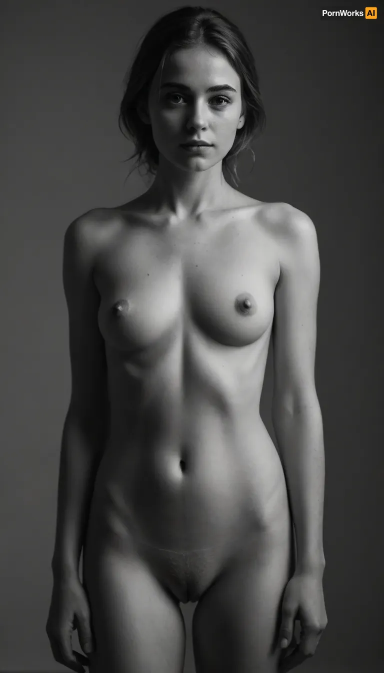Naked nude girls, sidelight, simple background, blurry background, 1girl, front view, lineart, LineAniAF, easynegative, тlineart, monochrome, blurry white background, <lora:animeoutlineV4_16:1.1>