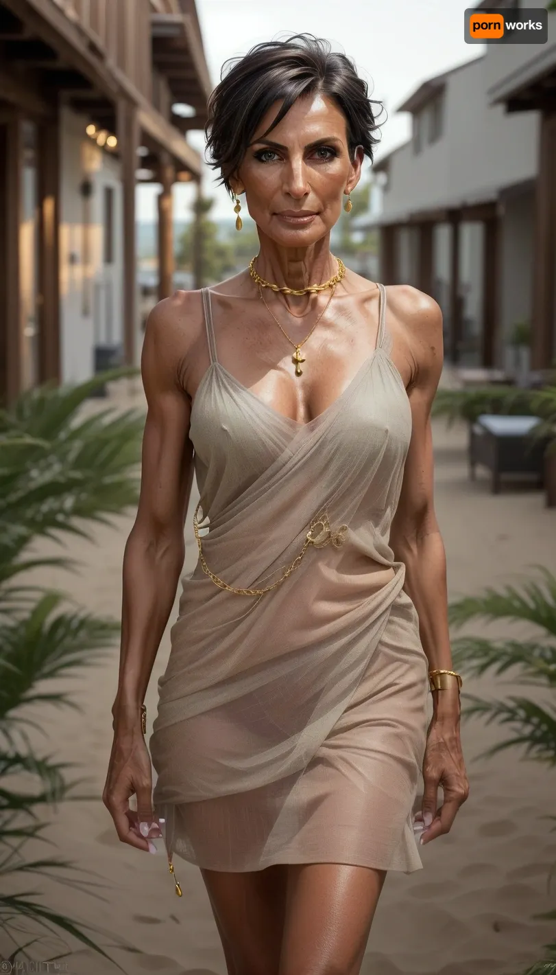 1girl on wooden motor boat, naked mature milf woman, (53 years old:1.5), ((very dark tanned)), very exhausted face, european, ((elegant mohawk hair)), dark blonde, big green eyes, long slim neck, (long narrow face with a defined jaw line and high cheek bones, prominent jawbone:1), athletic sinewy tall body, hip chain, (flat greek sandals:.9), flat breasts, ((hip chain)), anklet, green nails, pubic hair, vascular, ((long legs:1)), (toe rings), high arches, glowing skin, (soft morning light), outdoor, deck, hamptons, Martha’s Vineyard, New England, standing at the deck, (large gold arm cuffs), (large gold ankle cuffs), green luxury leather harness, uberfit, muscular, athletic, look, at, my, prompts, stephruhl, s0fie_m, bounty4483b, bs_indiasummer, <lora:weight_slider_v2:-1>, <lora:age_slider_v20:2>, <lora:FDSkinDetails:.6>, <lora:epiCRealismHelper:.8>
