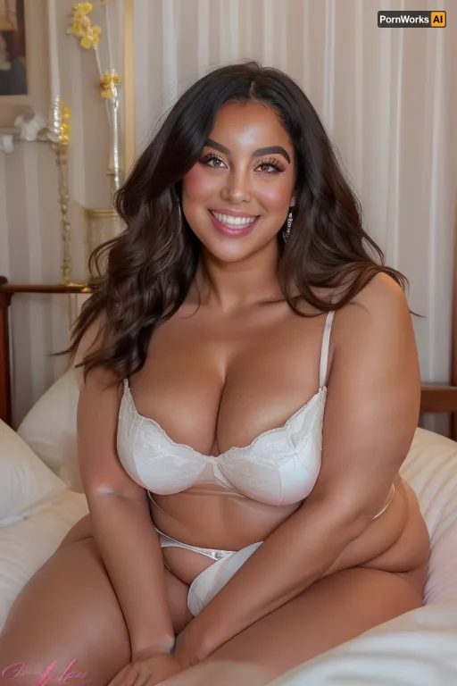 high-quality, realistic, and intricately detailed portrait of a Armenian, fat, bbw, mature gilf in her 60s, depicted in an intimate setting while sitting in a bed. She is looking directly into the camera with an undeniably joyful and open expression.
Her hair is a sophisticated blend of rich chestnut brown generously interspersed with distinct streaks of silvery-gray. It's styled softly, framing her face in a way that suggests natural growth rather than rigid styling, beautifully highlighting her age with elegance and grace. Her most captivating feature might be her eyes, which are a striking and vivid blue-green. They sparkle with an authentic warmth and vitality, deeply engaging the viewer and conveying a profound sense of life experience and genuine happiness.
The centerpiece of her face is her wide, open-mouthed smile. This smile is expansive, revealing a full and healthy set of teeth, and accentuating her naturally full, well-defined lips. The very act of her smiling creates visible, soft crinkles at the corners of her eyes and subtly around her mouth, which are not indicative of distress but rather of a life filled with laughter and joy. Her skin, while exhibiting the natural textures and very fine lines associated with aging, appears remarkably healthy, luminous, and soft, indicating good care. There's a noticeable fullness to her cheeks and jawline, contributing to her "chubby" or "fat" build, which adds to her approachable and comfortable appearance.
She is clad in a low-cut, shimmering silk camisole, which appears to be a light, possibly ivory or pale pastel, color. The fabric itself is highly detailed, showing the soft sheen and elegant drape characteristic of silk. This garment boldly showcases her ample and visibly saggy breasts, which are a prominent feature of her upper body. The natural effect of gravity on mature, large breasts is clearly depicted, contributing to the realism and celebration of her body's natural state. The camisole gracefully conforms to her fuller, chubby torso and shoulders, emphasizing her fat physique in a comfortable and unposed manner.
The intimate setting places her sitting upright in a bed. The bed linens are simple, appearing to be soft white or a very light, neutral color, which provides a clean and uncluttered backdrop that highlights her vibrant presence. The lighting is exquisitely soft, natural, and diffused, likely originating from a large window or a similar soft light source. This illumination gently wraps around her, accentuating the contours of her face and body without creating harsh shadows, and imparting a warm, inviting glow to her skin and the silk fabric. The background is subtly blurred, maintaining a shallow depth of field that ensures the viewer's entire focus remains intently on the woman and her expressive features. The overall impression is one of profound comfort, genuine happiness, and confident self-acceptance., realhips, <lora:realhips:.8>, <lora:Real BBW V1:.8>