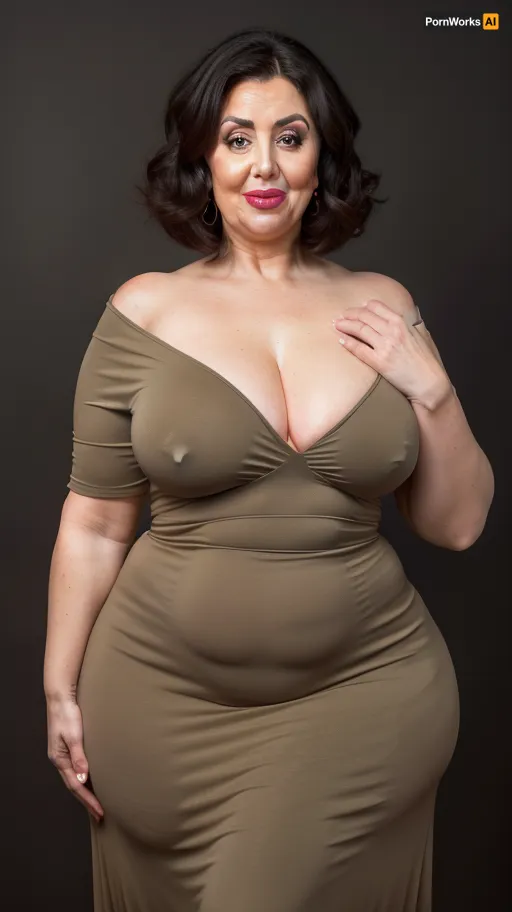 Armenian, obese, gilf, (Close-up:1), portrait photo a mature chubby gilf, fat bosom, fat round face, double chin, 70 years old Woman, big eyes, green eyes, layered haircut, chubby jawline, pokies, seductive smile, lips parted, (mouth open:1.3), teeth showing, big lips, looking at viewer, (solid blank dark background:1.3), eye level shoot, film grain, style by Flora Borsi, OverallDetail, spaghetti strap maxi dress, fupa, cameltoe, (areola slip), wide, hips, tt_saggy, tt_flat, <lora:hips-10:.8>, <lora:tt_saggy:.3>