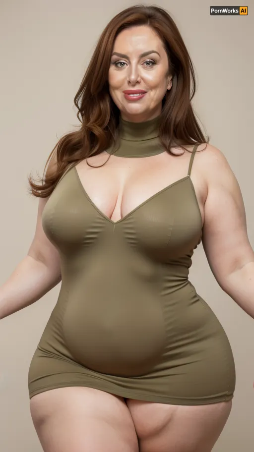 Spanish, chestnut hair, obese, gilf, (Close-up:1), portrait photo a mature chubby gilf, fat bosom, fat round face, double chin, 70 years old Woman, big eyes, green eyes, layered haircut, chubby jawline, pokies, seductive smile, lips parted, (mouth open:1.3), teeth showing, big lips, looking at viewer, (solid blank background:1.3), eye level shoot, film grain, style by Flora Borsi, OverallDetail, sleeveless spaghetti strap minidress, fupa, cameltoe, (areola slip), wide, hips, tt_saggy, tt_flat, plump, fat, <lora:hips-10:.6>, <lora:tt_saggy:.3>, <lora:plump_control_v1.0:1.1>