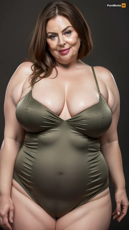 Obese, gilf, (Close-up:1), portrait photo a mature chubby gilf, fat round face, double chin, 70 years old Woman, big eyes, green eyes, chestnut layered haircut, chubby jawline, pokies, seductive smile, lips parted, (mouth open:1.3), teeth showing, big lips, looking at viewer, (solid blank black background:1.3), eye level shoot, film grain, style by Flora Borsi, OverallDetail, satin sleeveless spaghetti strap minidress, fupa, (cameltoe), (areola slip), wide, hips, tt_saggy, tt_flat, plump, fat, saggy, sagging, droopy, <lora:hips-10:.3>, <lora:tt_saggy:.2>, <lora:plump_control_v1.0:1.2>
