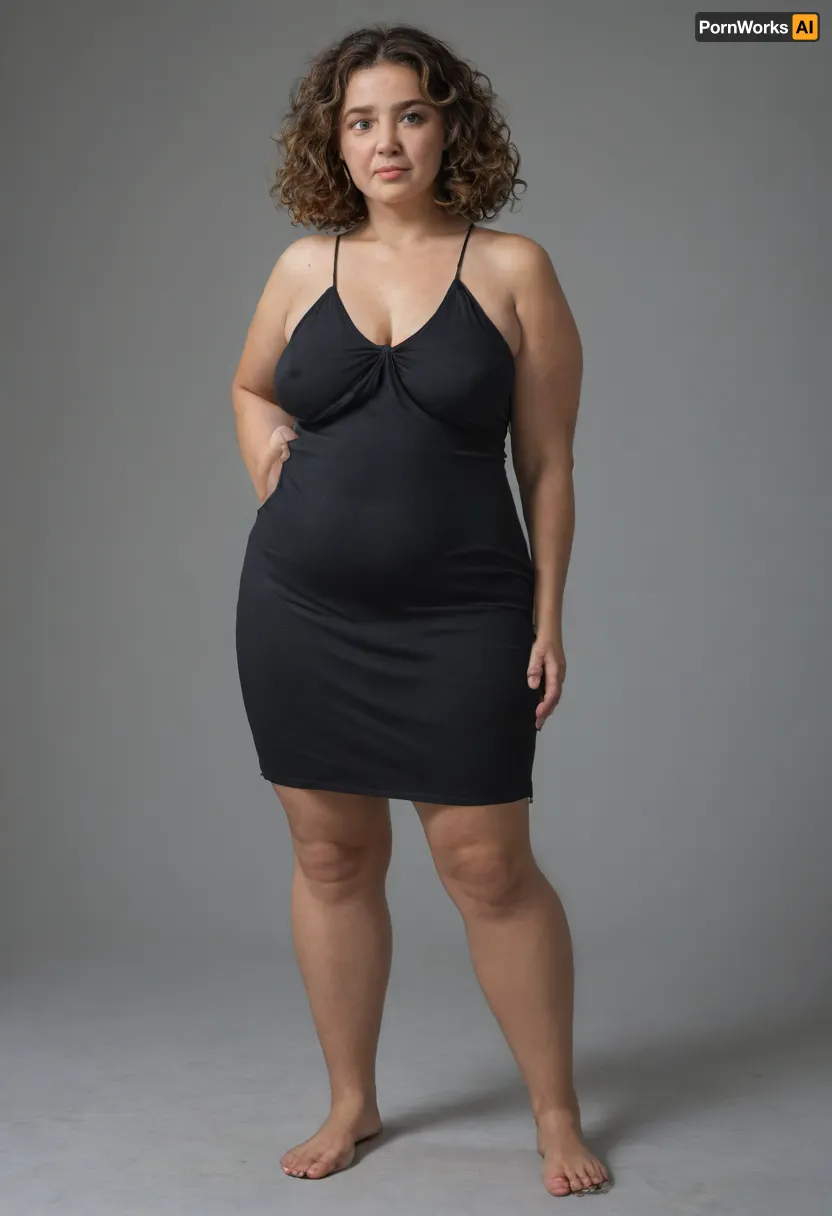 Full body shot, 50 year old woman, green eyes, black tight thin dress, obese, chubby, wide hips, curvy, small floppy breasts, sagging breasts, deflated breasts, tan lines, brown hair, upturned nose, SaggySlimXL, <lora:updated_saggy_slim:1>, <lora:clothed_small:.5>, bottomheavy, big, ass, huge, gigantic, thick, thighs, massive, <lora:bottomheavy_v1_sdxl_tags:.8>