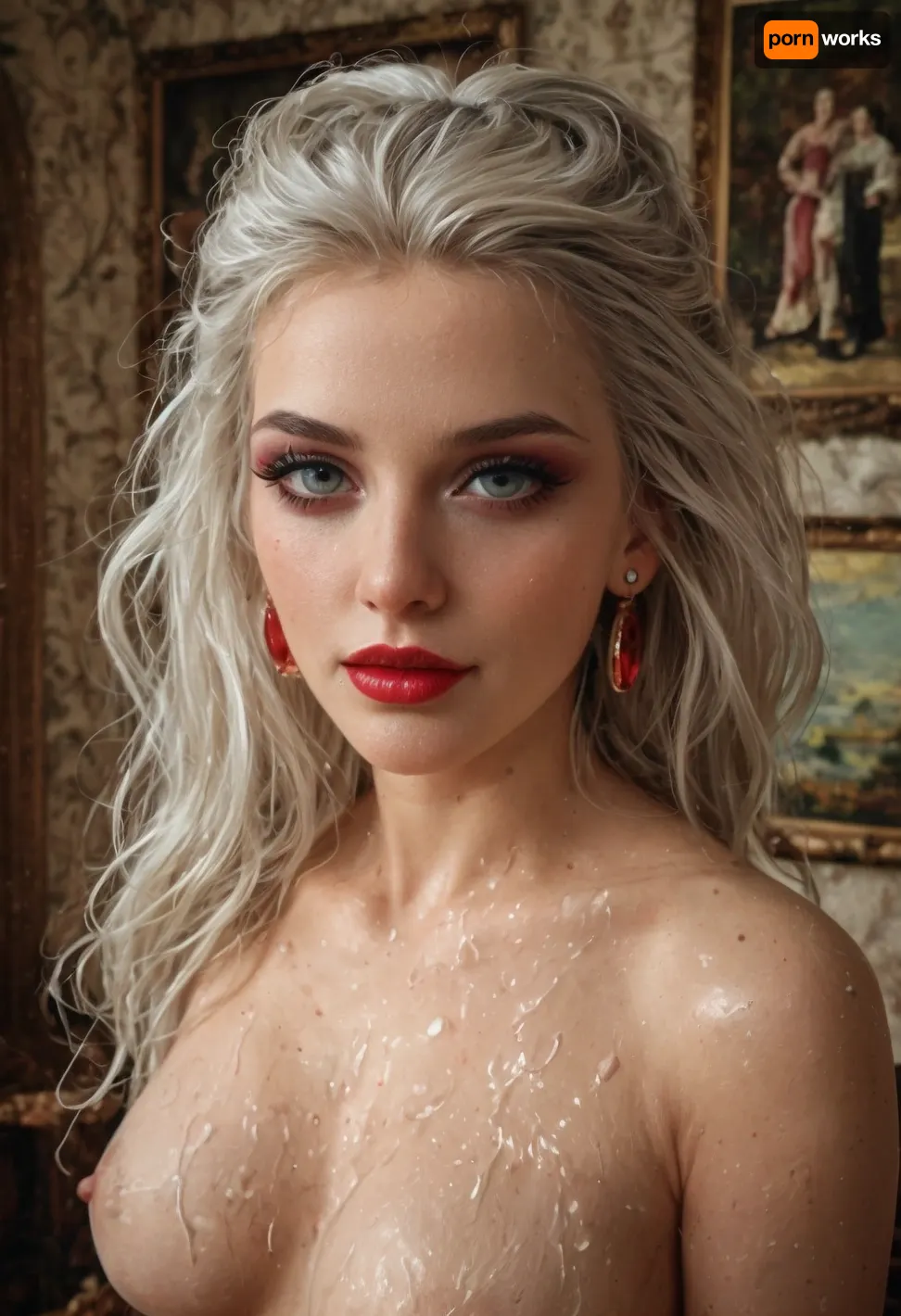 You're an aspiring artist specializing in nude painting. A while ago, you received an email from Countess Maria Theresia von Großglocken inviting you to lend some of your paintings to her new gallery. Of course, you're also personally invited. Since it represents a major career leap for you, you've accepted, <lora:add-detail-xl:.8>