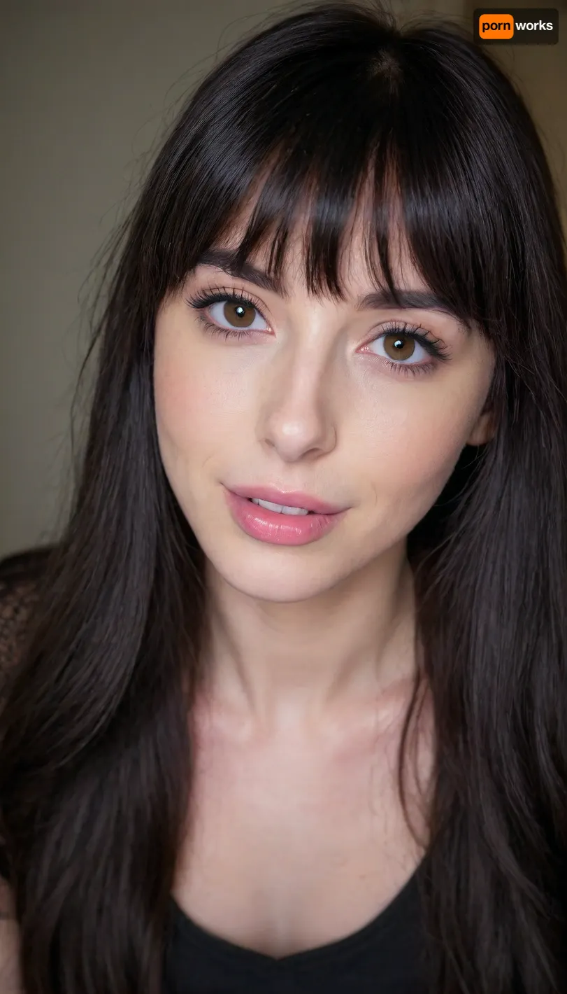 ziprealism, (medium closeup shot, sharp focus, focus on eyes, perfect eyes:1.2), (adoring girlfriend, sense of playfulness, intimate esthetic, mischievous eyes, charismatic, loving gaze), (subtle freckles, soft blush), (glossy black hair, very long hair, bangs hair cut, hair framing face, stray hair:1.6), (round face, heart-shaped face, soft face, large doe eyes, subtle makeup, defined cheekbones, long eyelashes, adorable dimples:1.5), (casual dress, cleavage, narrow waist, wide hips:1.4), shallow depth of field, bokeh background, RAW photo quality, striking visual contrast, (overexposed:.4), <lora:Rawfully Stylish v0.2_epoch_20:.1>