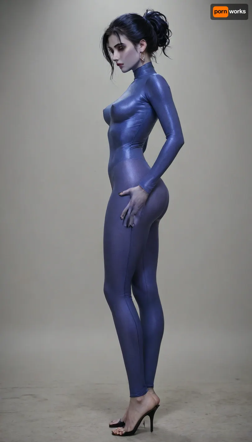 Widowmaker from overwatch, tight clothes, side view, tits, full body view