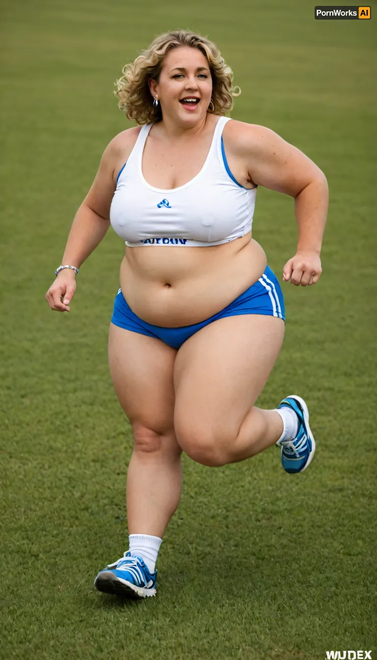 masterpiece, best quality, very happy and funny. Bouncing and running.A fat, obese overweight mature 55 years old blonde woman standing In the thick grass. Her huge, round body is visible from the thick grass. Full body photoshoot. Side dynamic angle, bbs-style, <lora:BustyWomen-v3:.8>, <lora:V3.0-bbs-style-(V21V22):.8>
