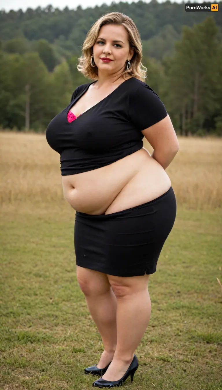 Office dress code. masterpiece, best quality, A fat, obese overweight mature 55 years old blonde woman standing In the Tall grass. Her huge, round ass is visible from the Tall grass. Full body photoshoot, [brown/black/white], off1c3l4dyfl, woman, in, pink, shirt, and, black, skirt, is, sitting, standing, a, colorful, bra, showing, <lora:off1c3l4dyfl:.8>