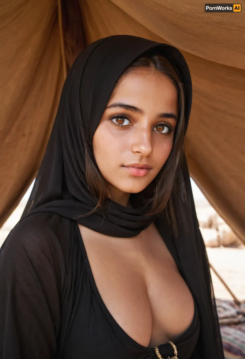 Woman, 21 Years old, Arabic, Small breasts, black Hijab, Selfie, inside a Bedouin tent, look, my, prompts, ponychar3-RBSYPV3, curvaceous2, long, hair, looking, at, viewer, brown, eyes, mole, portrait, realistic, <lora:SDXL_Sevenof9_7th_NSFW:.8>, <lora:ponychar3-0-RBSYPV3:.8>, hanging, breasts, <lora:hanging breasts XL:.8>