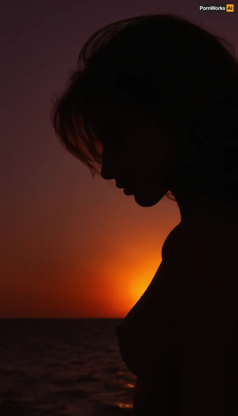 ziprealism, score_8_up, score_9, (profile, silhouette, backlighting, Chiaroscuro:1.5), (medium closeup shot, rule of thirds:1.2), (sharp focus, high saturation, high contrast), (90s esthetics, vaporwave sunset color palette:1.4), (beautiful woman, nude study, feminine seduction, confidence, poise, passionate, sexy pose), (long hair), (ocean sunset:1.2), <lora:add-detail-xl:.8>, igbaddie, <lora:igbaddie-XL:.2>