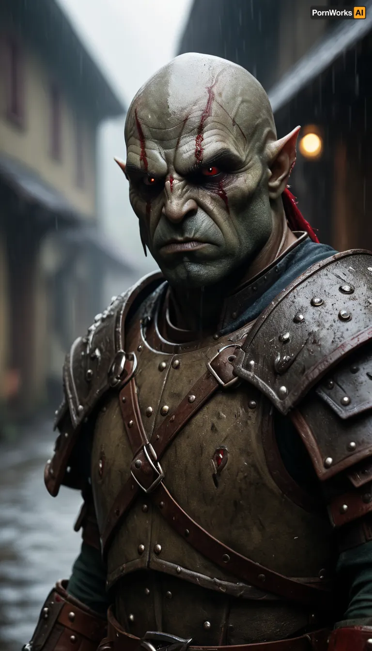 highly detailed analog photo of an orc, orc, solo, red eyes, 1boy, upper body, male focus, pointy ears, armor, blurry, colored skin, shoulder armor, rain, pauldrons, bald


masterpiece, best quality, 8k, intricate details, depth of field, (analogue photography:1.25), (shadow play:1.4), <lora:RPGOrcXL:.5>