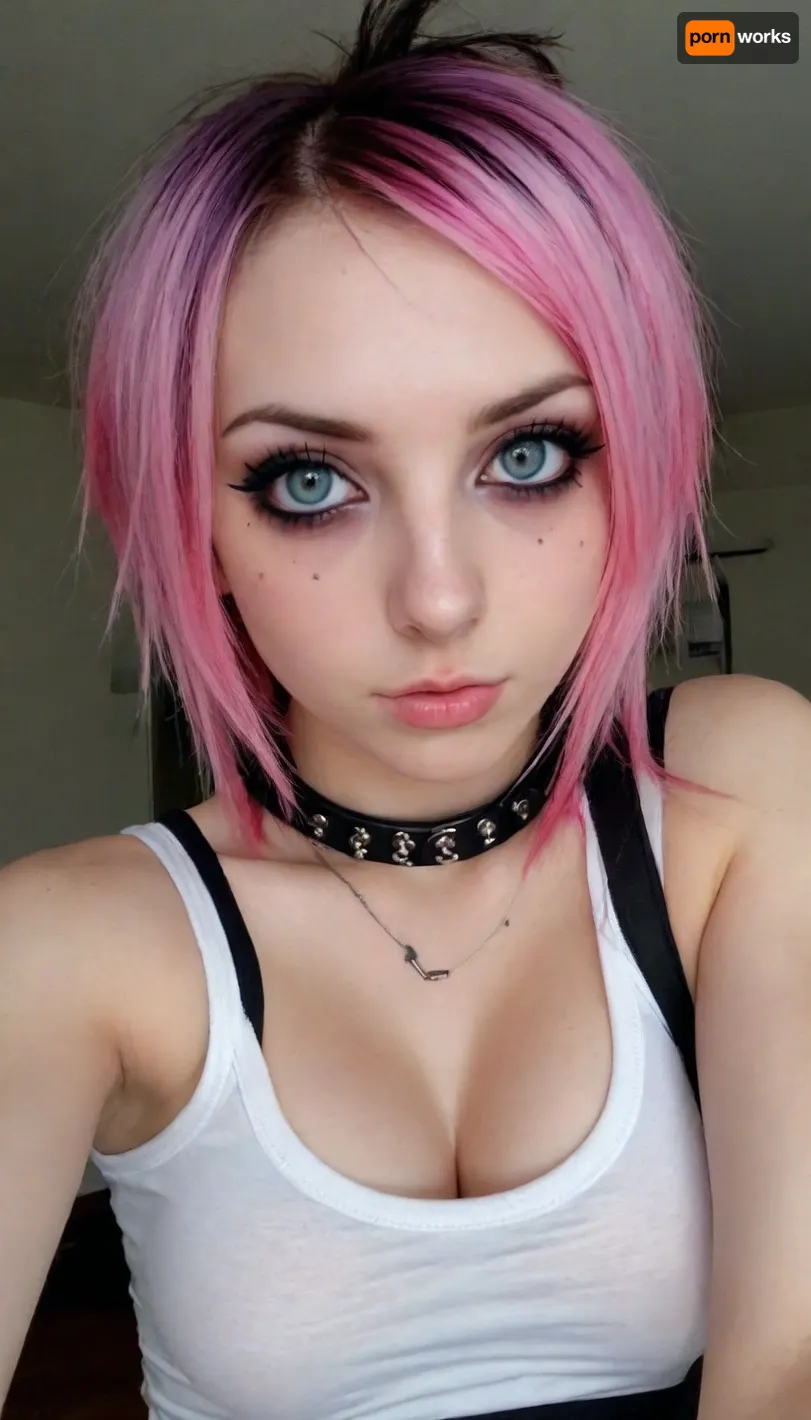 ziprealism, (medium full shot, high angle shot, focus on eyes), sharp focus, holding cock in hand, shirt lifted above perky tits, hard nipples, cum dripping from cock, (perfect eyes, stunning eyes, vivid eyes:1.4), (emo girl, emo hairstyle, two-tone hair, alt girl, emo style, emo esthetic, band t-shirt, tight tahirt:1.6), (intimate bedroom scene, pouting expression, off the shoulder), (large breasts, soft breasts, pale breasts, cleavage:1.4), igbaddie, <lora:add-detail-xl:1.2>, <lora:igbaddie-XL:.4>, sucking a fat cock
