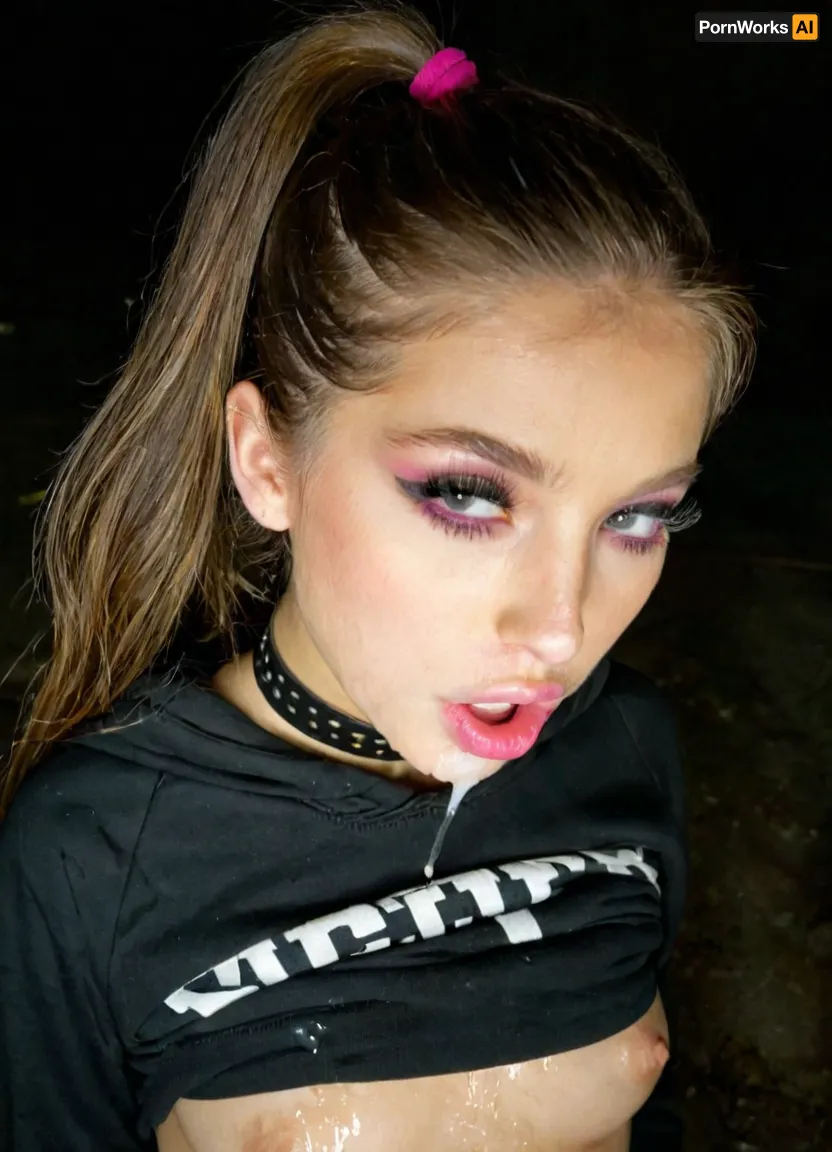 Breathtaking extremely junior a 19 years old sexy girl, stunning, Instagram model, view from face, slut, heavy makeup, runny makeup, ruined makeup, smooth silky long hair, half naked, small boobs, chocker, high quality, Best quality, horny face, sweaty, used, cumdump, submissive, sex hair, very sexy, very slim girl, slim figure, slim waist, small waist, fit girl, petite fit girl, petite, athletic body, tight, realistic, very detailled, high résolution, <lora:igbaddie-XL:.6>, Black eyeliner. Heavy bronze eyeshadow. BREAK
Fully clothed in, (hot pink baggy college hoodie:1.2), . realistic eyes. Sultry expression. Tousled, high ponytail. Eye contact, (sultry), confident. Petite, athletic, sweaty. Photorealistic. Viewer at eye level, close up. In a poorly lit, rundown basement of a derelict building. Close up, macro shot, Canon RF 100mm F2.8L Macro IS USM, Kodak Portra 400 color film. Nostalgic, film-grain aesthetic., with an overall underexposure of 1-2 stops to accentuate the darkness and isolation of the environment. Close-up on face. Soft backlight.