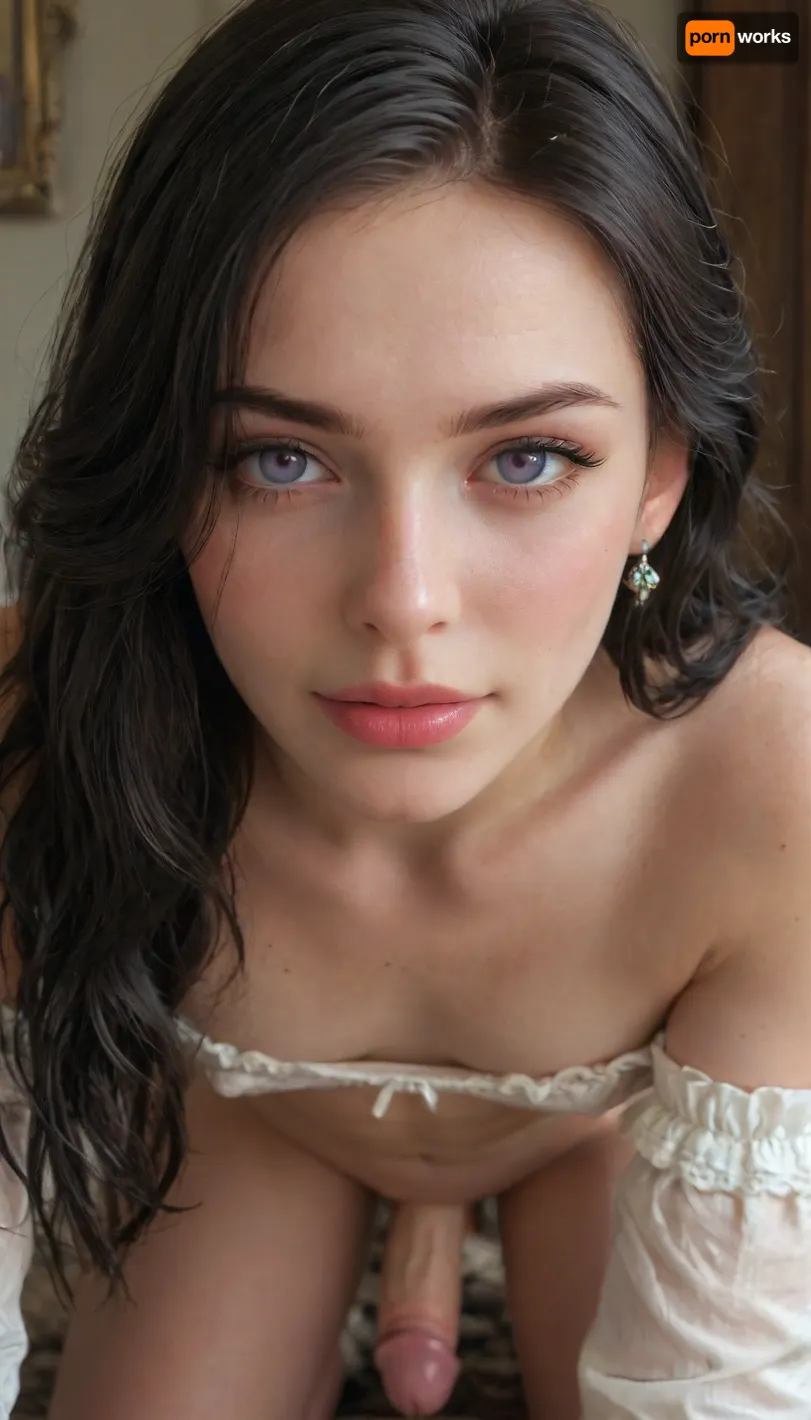 Yennefer from the witcher, femboy, femboy boy, femboy boy flat chested, perfect face, violet eyes, good proportions, femboy male hard big penis, white yennefer clothes, smile, sleeves, flat chested tits, mature female, pale skin, (flat chested little-size breasts), 4ng3l, close up, face, flat, chested, <lora:add-detail-xl:.5>, <lora:SDXL_BetterFaces-LoRA_v1:1.1>, <lora:flat_chested_v3.5:1.2>, all, fours, arching4s, <lora:arching4s:.8>