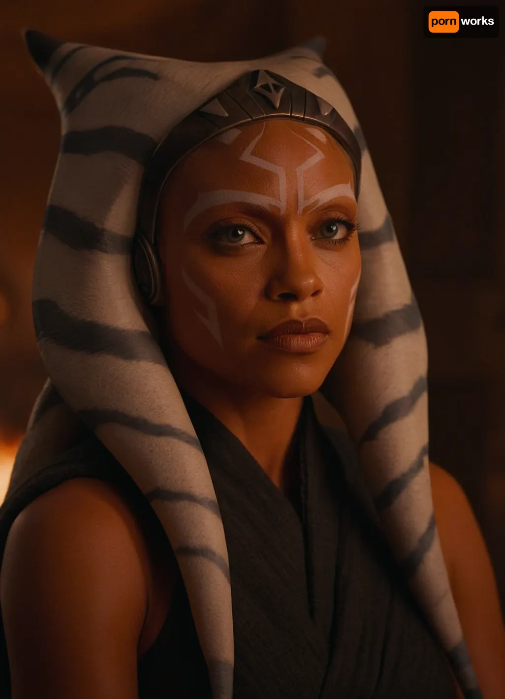 cinematic film still ahsoka tano raised eyebrow at isle of whispers, full body shot, . shallow depth of field, vignette, highly detailed, high budget Hollywood movie by ryan coogler, bokeh, cinemascope, moody, epic, gorgeous, <lora:Ahsoka_Tano_XL:.8>, AS-YoungV2