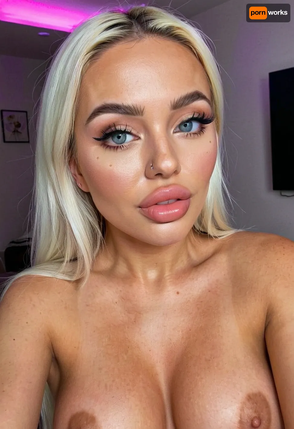 A cute 19 years old bimbo slut showing off extensive plastic surgeries. Bolt-on unnatural fake look. fake everything. Silicone. Botox. Hyaluronic acid. Dermal Fillers. Collagen. foxy eyes surgery. cheek fillers. chin fillers. jawline correction., ((overly plump lips)), . swelling, sollen face from injections. dinghy lips, russian Lip Filler. ultra hydrated skin, glass skin. extreme body modifications. highly symmetrical face. Cute face, chte nose., (((ultra too much plastic surgery))), . pinterest bimbofication, Pinterest Plastic surgery. best Rhinoplasty, Barbienose. Cute enhanced look, pouting lips smile, gaze into the camera, beauty lighting, erotic club ambiance, at erotic party. skin glow, Luminescence, flaunting on instagram, high quality, high detail, high resolution, backlight, bmbplora, Latex, art, by, mooncryptowow, <lora:bimboxl_02:.5>, <lora:CuteLora:.5>, <lora:LatexXLv11:.5>, <lora:FF-Latex.ID-XL-011.bf16:.5>