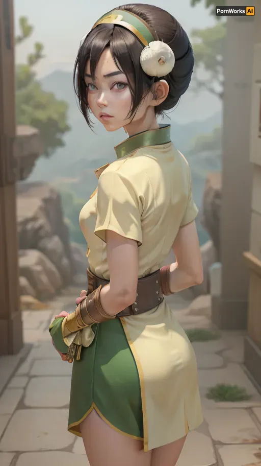 (masterpiece, best quality:1.2), lyco, (atla_tophbeifong-10:1), cowboy shot, solo, 1girl, toph beifong, blind, expressionless, short hair, hair bun, hairband, grey eyes, (little_girl), chinese clothes, chara-sheet, masterpiece, best quality, (Front and back view), 360 degree view, (simple backgound), <lora:atla_tophbeifong-10:.5>, <lora:TOPH-V2:.5>, <lora:character-sheet-03:.7>