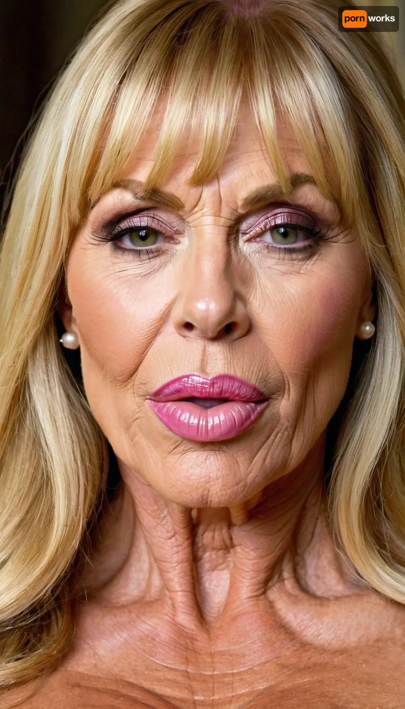 shiny blonde very long blunt bangs hair, gilf bigger mouth, vulgar bigger lips, much muscle stiration, bigger lips, big mouth, strong big botox lips, close up mouth, naked happy swedish muscle milf, wrinkled face, old wrinkled body, just face, pink lips, boobs, closing her broad mouth, smokey eyes, kissing lips shiny blonde very long blunt bangs hair, gilf bigger mouth, vulgar bigger lips, much muscle stiration, bigger lips, big mouth, strong big botox lips, close up mouth, naked happy swedish muscle milf, wrinkled face, old wrinkled body, just face, pink lips, boobs, closing her broad mouth, smokey eyes, kissing lips