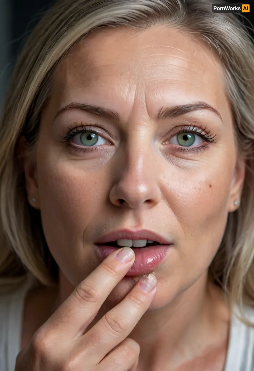 Photo of a pretty woman with beautiful eyes, ((Nikon Z8)), realistic matte skin, wrinkles, skin texture visible, cleavage, saggy, (sharp focus), (high quality), (face visible), ((Detailed Face and Eyes)), ((Norwegian Scandinavian woman)), ((full-frame photo)), lustful eyes, (long brown hair with silver streaks), (highly detailed hair), (realistic), soft focus, analog look, insanely detailed, highest quality, green eyes, looking at viewer, (realistic:1.3), (shadows:.9), film camera, analog, photo, film grain, realistic face, perfect face, Photo of a 65 year old mature woman licking a penis, RAW photo, subject, (fine skin detail:1.1), 8k UHD, soft light, high quality, Fujifilm XT3, dynamic angle, (fat, obese, Fat, with a excited fat face, wrinkles, sagging, small breast), <lora:chest_adjust:.7>, <lora:add-detail-xl:.8>, <lora:DetailedEyes_V3:.5>
