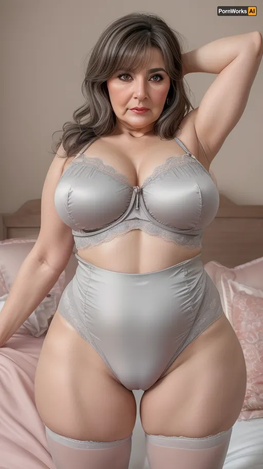 Lubica stepaunt, Short Obese Fat 70 year old mature Macedonian woman, gilf, saggy, big FUPA, cameltoe, (bulging Cameltoe), big hips, wide hips, narrow waist, standing in a bedroom. Her eyes are light., (Brunette hair with gray highlights:1.3), side swept bangs, (pokies), full body view, ultra realistic professional photography, detailed skin, detailed eyes, wrinkles, wrinkled face, silk pantybriefs, (cameltoe), wearing, RAW photo, subject, (fine skin detail:1.1), 8k UHD, soft lighting, high quality, film grain, Fujifilm XT3, <lora:pantybriefs-1:.5>