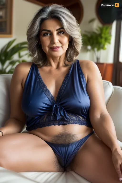 Armenian, mature Obese Woman named Lubica, stepaunt, gilf, fat, bbw, 65 year old mature women, blonde hair, grey highlights, bright blue eyes, looking at viewer, ruddy cheeks, wrinkles, sitting on a couch, hand behind her back, leaning backward, black summer dress pulled up to her waist, legs apart, flirty pose, sexy pose, wild hairy pussy, thick dark pubes, excessive pubic hair, hairy, pussy, pubes, wild, bush, big saggy breasts, braless, hard nipples, Chubby, Plump, Fat, Rolls, ultra realistic professional photography, detailed skin, detailed eyes, wrinkled face, dark blue tight silk pantybriefs, wearing, sleeveless unbuttoned silk pajama top, RAW photo, subject, (fine skin detail:1.1), 8k UHD, soft lighting, high quality, film grain, Fujifilm XT3, <lora:add_detail:.5>, <lora:epiCRealismHelper:.5>, <lora:FDSkinDetails:1>, <lora:hairy:.6>, <lora:BGV5EX:.8>