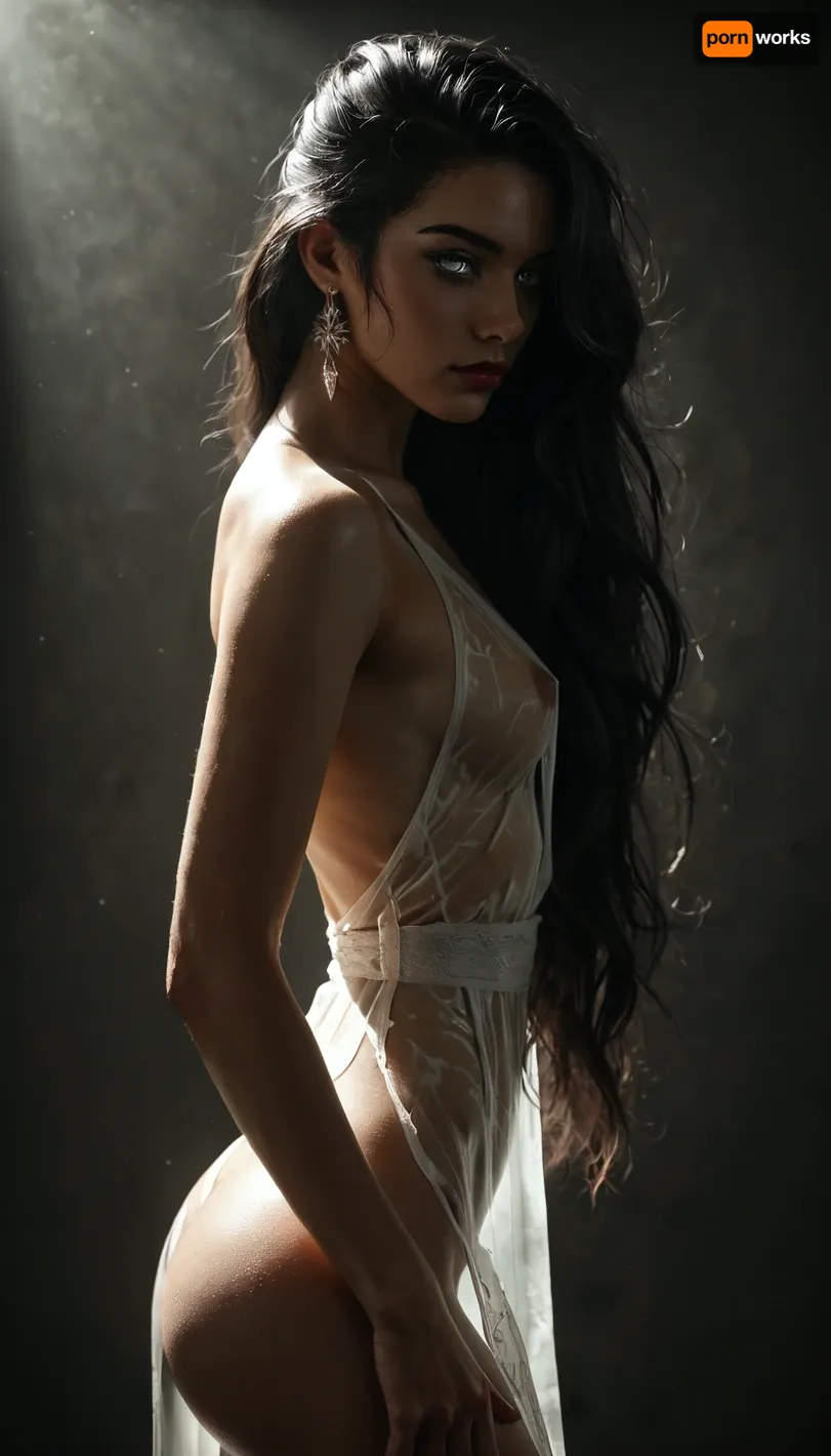 Rating_explicit, ethereal fantasy photography, (score_9, score_8_up, sharp focus, masterpiece, perfect eyes), young face, high resolution, perfect limbs, anatomically accurate, Super realistic, perfect lighting, (best shadow), 8K, UHD, clear image, (best lighting), highest quality, ultra-detailed images, Japanese, Incredibly beautiful girl naked, (bangs messy long black hair), (very long hair), realistic Japanese face, (Japanese girl Naked), cute face, (grey eyes), skinny, (white skin), (glossy skin), (((thick))), ((round ass, thick waist, big butt)), ((small_breasts)), flat, chested, big waist, (Shapely body), wide hips, perfect skin, perfect face, seductive pose, (her face and expression showing a mix of submission and ecstasy and exhaustion), ((half open eyes)), (lustful face), luscious sensual lips, natural beauty, eternal beauty, perfect anatomical body, deepthroating cock gracefully. She is wearing a delicate, transparent dress that gently flows around her, ((see-through fabric)), ((from side)), close-up, Legacy lighting, bright 1-alpha .5>, long silky raven black hair hides her face in shadow. Minimalistic dark chiaroscuro lighting and creates a dramatic effect. The overall mood of the image is sensual and seductive, with hints of anticipation and desire, ZipRealism, ​Moody, mysterious, magical, shallow depth of field, Shot from Stanley Kubrick movie, shot on Kodak filmodak Portra 400, vintage photography, lora, quality, SDXL_BetterFaces-LoRA_v1, .5>, <lora:lora-sdxl-perfect-eyes:.8>, <lora:reallora1:.5>, <lora:Oxygen girl_SDXL1.0:.5>, <lora:BUT_SDXL_SHS:.8>, <lora:dark:.8>