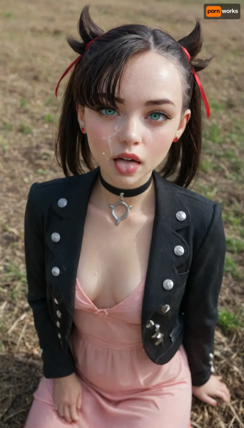 Marnie from pokemon, big blue eyes, red lips, skinny, 18 years old, big green eyes, small cups, naked, realistic light and shadow on the girl's body, detailed skin, realism, ultra-realism, UHD 8K, extreme realism, maximum detail, full portrait, black choker, red ribbon, pink dress, jewelry, black jacket, unbuttoned clothes, long sleeves, field, (high-detail skin), high quality, marnie_\, (pokemon\), tongue, out, ahegao, drool, <lora:marnie_(pokemon):1.5>, <lora:ahegao_mr_chrisma:.8>, facial, cum, on, face, breasts, stomach, covered, in, perfect, <lora:Facials:.8>