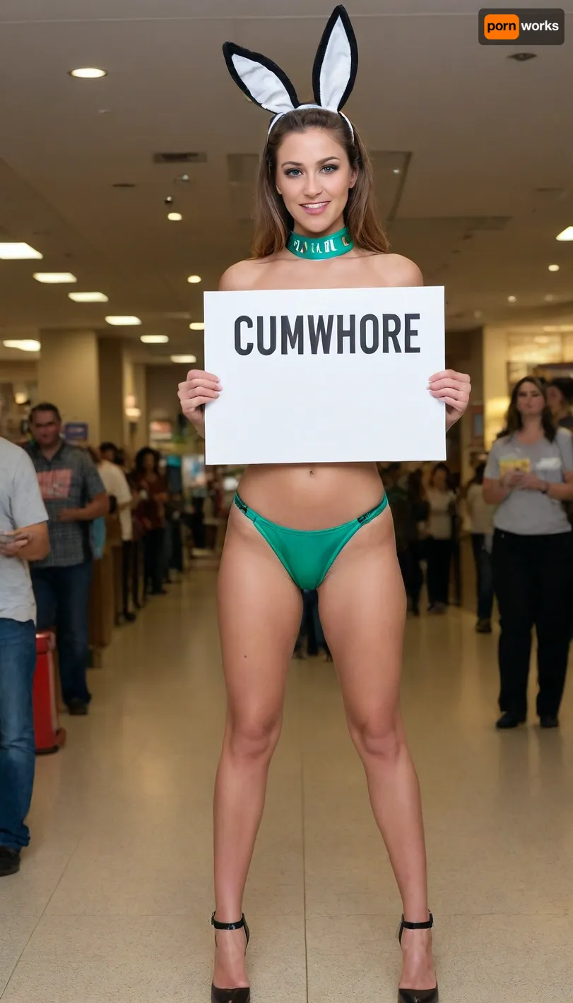 (naked 35 years old Latina submissive slut wearing in a sex bondage collar and high-heels with led-cuffs is holding a placard above her head with both hands is walking through the crowded mall:1.2), (looking at viewer, slim face, happy face, innocent face, pleading face, begging face, highly detailed face, bright cool Darm hair, visible ears, beautiful green eyes, begging eyes, detailed eyes, symmetrical eyes, clear eyes, seductive eyes, big lips), (perfect hands, very long slender legs, small boobs, erect nipples), (great pussy, meaty pussy, plump pussy, open pussy, shaved pussy, symmetrical pussy, two labia, long labia, erect clitoris), ultra detailed, intricate details, (photorealistic:1.2), 8k, UHD, contrast, sharp focus, (masterpiece:1.2), ((full body in view, full body in frame, full-length photo:1.2)), (Holding a sign with the Word "CUMWHORE":1.6), <lora:texta:1.5>, <lora:288407_training_data:.9>, <lora:275493_training_data:.5>, text, as, "", style_brush, style_bebas, <lora:textxl:.8>