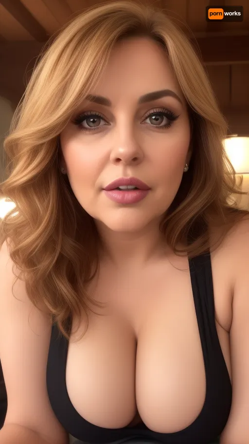 Lubica, (obese:1.1), (mature:1.5), bedroom, 65 years old chubby gilf, sagging, no, bra, big nipples, hard nipples, (wearing a black lowcut v-neck t-shirt), tan skin, wavy brunette hair with highlights parted in the middle, bangs, (chubby mature face), glamour, cinematic, hyperrealistic, 5k, best quality, (8k, RAW Photo, Highest Quality), (Epic Realism), Hyper Realistic, (Detailed Eyes), (Superior Quality), Intricate Detail, Cinematic, plump lips, contouring makeup, juicy lips, lipstick, Detailed, (film grain length, 135mm, f/2.8, DoF, bokeh, ultra-detailed skin, wrinkles, (perfect light eyes:1.3), intense seductive eye contact, looking at viewer, seductive eyes, skin pores, prominent limbal ring, high-contrast eyes, finely detailed features), (mouth open wide), seductive facial expression, lips parted, teeth showing, wrinkles on face, braless, covered, nipples, edgOrgasm, face, focus, woman, with, edgOrgasm_face, veiny, breasts, veins, breasts_apart, puffy_nipples, large_areola, torpedo_breasts, <lora:278496_training_data:.2>, <lora:bralessv2:.5>, <lora:edgOrgasm_v2:.5>, <lora:VeinyBreasts70EpochMaskedReducedMore64_1:.5>, <lora:torpedo-breasts-v01:.5>