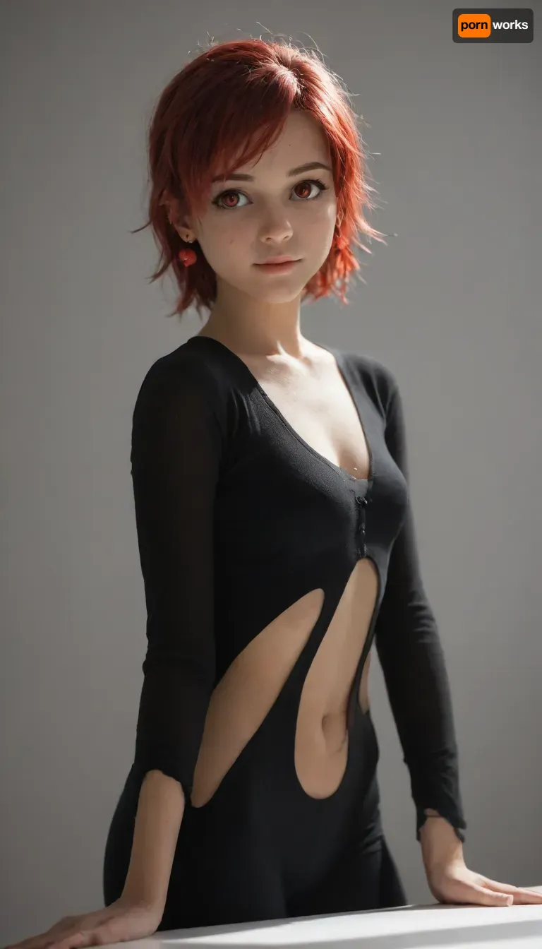 (((((yuno from overwatch))))), Posing in a simple black bodysuit, seamless white background, thin body, air bubbles, clean, minimalist aesthetic, soft shadow lighting, focus on body lines, medium body view, professional fashion photography
