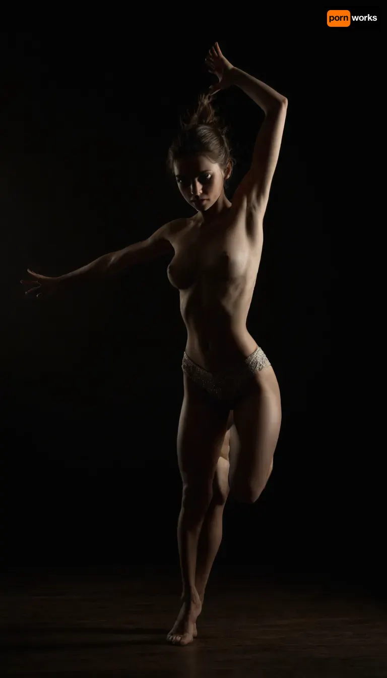 Perfect body girl expressive dancing, show ass, jumping, medium breasts, fit body, asimetrical pose, artmgn, hinaigirl, <lora:437584_training_data:.8>, <lora:dark:.8>, <lora:MaybeBetterFaceInFullBodyLora_XL_rev3:1.6>