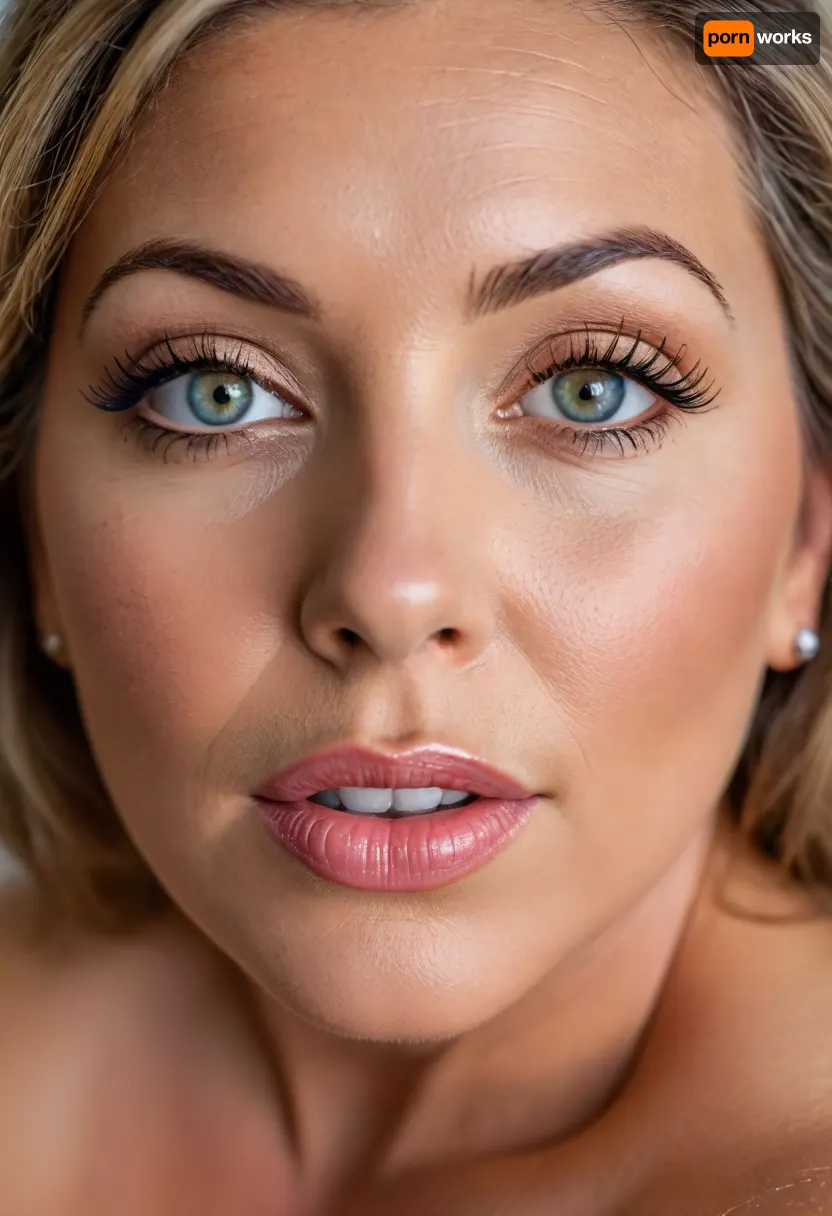 (obese), (mature:1.5), 60 years old chubby gilf, chavette, naked, tanned skin, straight silky brunette hair with highlights parted in the middle, voluptous, (chubby mature face), glamour, cinematic, hyperrealistic, 5k, best quality, (8k, RAW Photo, Highest Quality), (Epic Realism), Hyper Realistic, (Detailed Eyes), (Superior Quality), Intricate Detail, Cinematic, plump lips, contouring makeup, smokey eyes, fake lashes, juicy lips, nude lipstick, Detailed, (film grain length, 135mm, f/2.8, DoF, bokeh, focus on face, ultra-detailed skin, wrinkles, perfect bright eyes, skin pores, prominent limbal ring, high-contrast eyes, finely detailed features), (mouth open wide), smiling, epiCNegative, suntanned skin, StokeRealV1, laurenceferrari, photo, in, phst, artstyle, fluxenh4nce, BadX, wrinkles, <lora:SDXL1.0_Essenz-series-by-AI_Characters_Style_BetterPhotography-v1.2-'Skynet':.8>, <lora:Midjourney Image Enhancer XL v1:1>, <lora:FLUXEnh4nce:.8>, <lora:attractive_notrigger:.8>