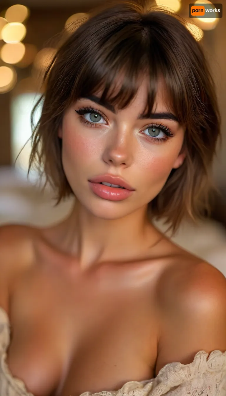 ziprealism, (intimate snapshot esthetic, French inspired, stunning French woman, cozy French bedroom), (adorable woman, soft smile, warm loving gaze, bashful pose:1.2), (f/2.8, shallow depth of field, creamy bokeh, extreme closeup shot, tight headshot, intimate facial portrait, Dutch Angles, focus on eyes:1.6), (glossy ink black hair, blunt bangs hair, thick voluminous hair, inverted bob cut hair, chic short hair, loose hair framing face:1.4), (catchlights, limbal rings, large expressive eyes, stunning eyes, perfect eyes, long delicate eyelashes), (classic French facial features, flawless porcelain skin), igbaddie, but, <lora:igbaddie-XL:.4>, <lora:MJ52:.8>, <lora:BUT_SDXL_SHS:.1>