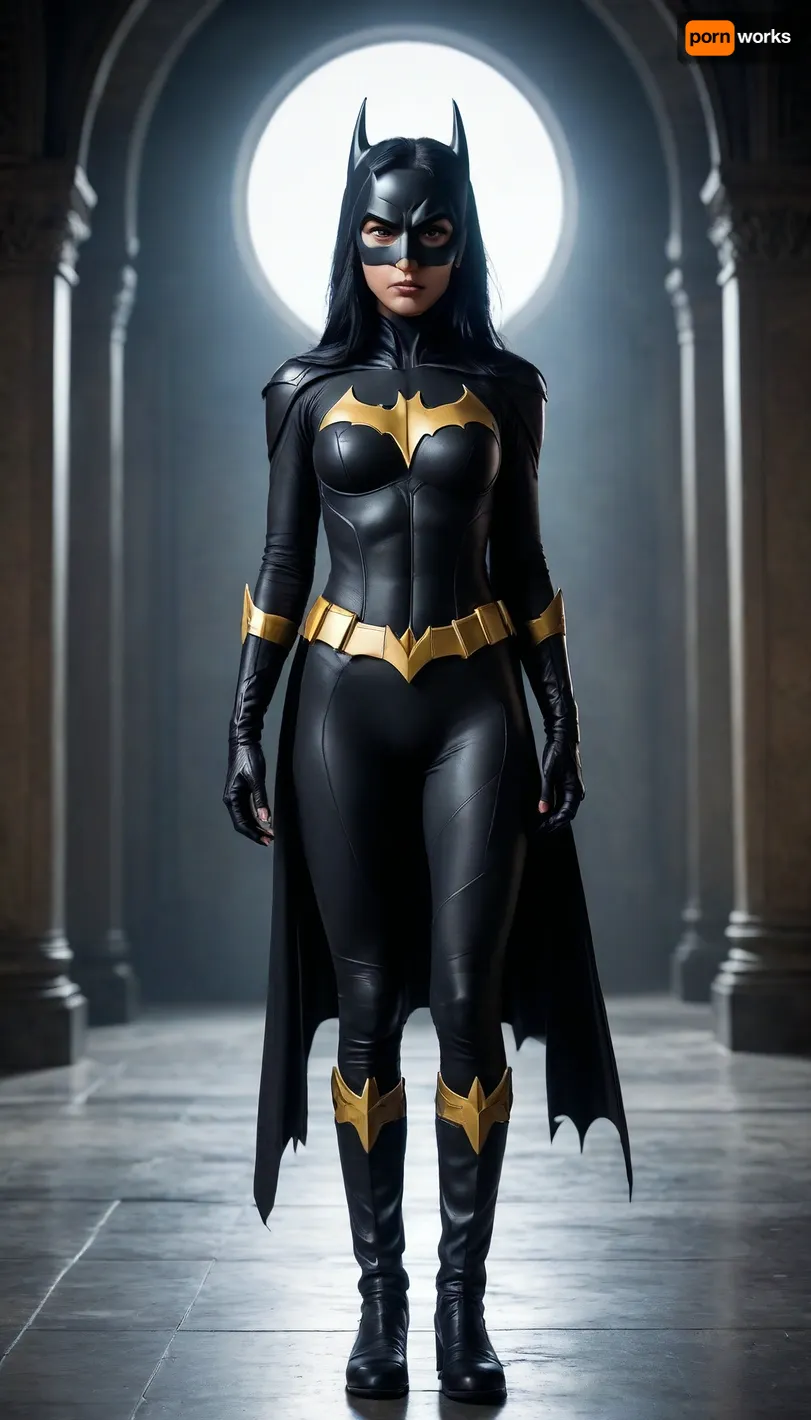Cassandra Cain, Asian, Batgirl, full mask, full body view, long black hair.