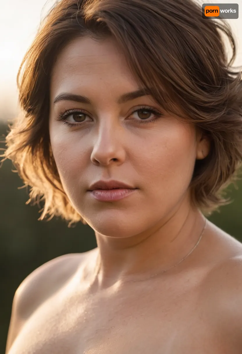 a highly photorealistic image of a fat mature woman with saggy breasts. 65 years old. She has brunette hair with highlights. captured with a professional full-frame DSLR or mirrorless camera, using a prime lens with a wide aperture, (e.g., 50mm f/1.4), in natural lighting conditions. The image must contain authentic, real-world imperfections such as subtle lens distortions, natural grain/noise, bokeh depth of field effects, realistic lighting shadows and highlights, skin pore textures, environmental reflections, micro-hair strands, and accurate ambient occlusion. The subject should have natural skin tones with sub-surface scattering, slightly asymmetrical features as seen in real human faces, and organic motion or expression.

Background should include photorealistic details such as dust particles in the air, realistic sky tone gradients or environmental lighting, (e.g., golden hour sunlight, shade gradients), and background blur that follows true optical depth simulation. Colors must be balanced realistically, respecting white balance and real-world color grading, such as mild chromatic aberration near image edges. Ensure accurate anatomy, fabric folds, reflections, light bounce, and focus transitions.

The camera perspective should simulate real lens behavior — include correct parallax, perspective expansion and real-world framing such as candid compositions, slightly off-center focus, or over-the-shoulder framing. Include natural imperfections like flyaway hairs, slight skin blemishes, uneven fabric, small wrinkles, and real light scattering effects in transparent or reflective materials. Avoid excessive smoothness or symmetry. This image should be indistinguishable from a photograph taken by a skilled photographer — even professional analysts and AI detection systems should be unable to identify it as AI-generated. The image must comply with all real-world physics and visual logic.