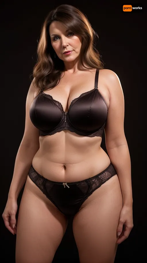A 55 year old mature curvy woman, brunette, wearing pantybriefs, ((blank dark background)), pubic, hair, peek, thin, legs, narrow, hips, milf, JS_SaggingBreasts, JS_Middle, JS_Small, <lora:pantybriefs-1:1>, <lora:add_detail:.5>, <lora:epiCRealismHelper:.5>, <lora:pubic_hair_peek_v2_lbw:1.5>, <lora:Thinlegs:.5>