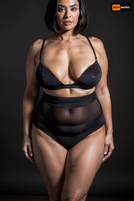 50 year old mature woman, black bob cut hair, standing, full body view ultra realistic photo, chubby body, fat upper pubic area, FUPA, Chubby mons pubis, thick, (height 62 inches, hips 56 inches, waist 45 inches, weight 250 pounds), wide, hips, ((blank dark background:1.3)), milf, realhips, square hips, high hips, <lora:Milf:1>, <lora:realhips:.5>, <lora:microwaistV05:.2>